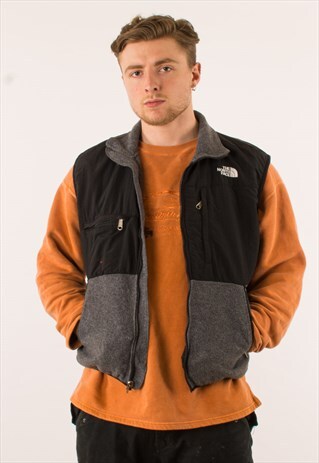 VINTAGE GREY NORTH FACE GILET FLEECE MEDIUM