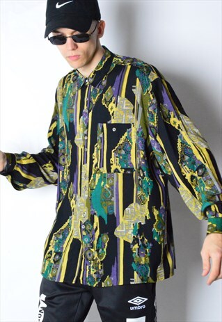 VINTAGE 90S COLOURFUL ABSTRACT LONG SLEEVE SHIRT