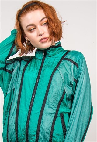 VINTAGE 90'S GREEN SHELL JACKET FESTIVAL