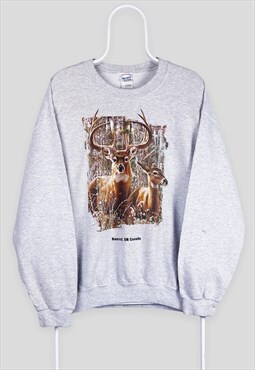 Vintage Wildlife Graphic Grey Sweatshirt Bancroft Canada L