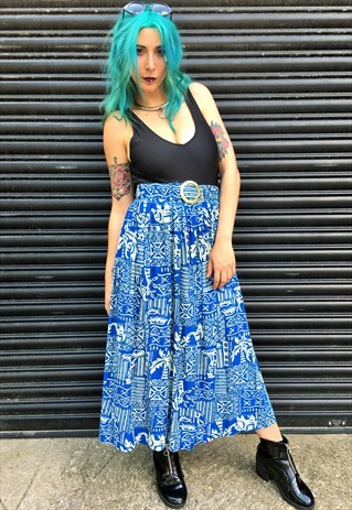 VINTAGE ANIMAL PRINT MIDI SKIRT