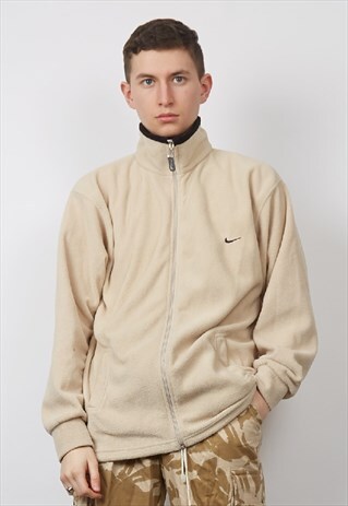 VINTAGE 90'S NIKE CREAM FLEECE JACKET