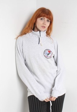 Vintage 1/4 Zip Oversize Tourist Sweatshirt Grey