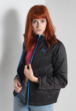 VINTAGE PUMA PADDED PUFFER JACKET BLACK