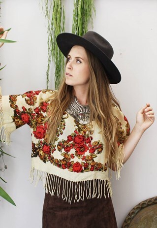 HANDMADE BOHEMIAN FRINGED FLORAL CROP TOP