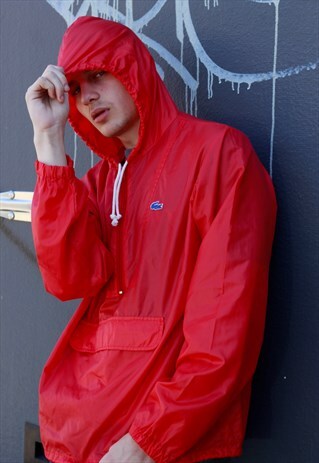 RARE 1970S IZOD LACOSTE RED WINDBREAKER SMOCK