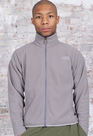 VINTAGE THE NORTH FACE CHEST LOGO FULL ZIP FLEECE GREY