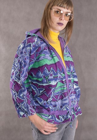 VINTAGE 90S REVERSIBLE COLORFUL HOODED JACKET