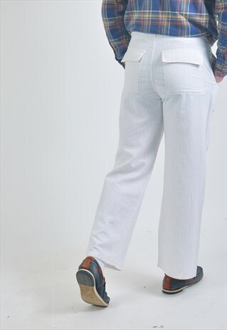 VINTAGE 90'S COTTON TROUSERS IN WHITE