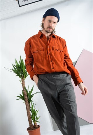 VINTAGE CORDUROY SHIRT IN RUSTY ORANGE