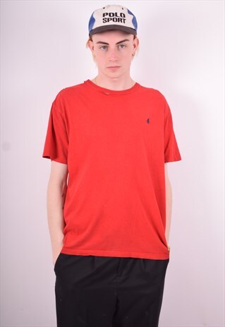POLO RALPH LAUREN MENS VINTAGE T-SHIRT TOP MEDIUM RED 90'S