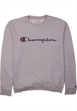 Vintage 90's Champion Sweatshirt Spellout Crew Neck Grey