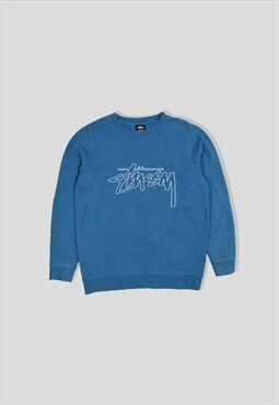 Stussy Embroidered Logo Sweatshirt in Blue
