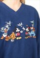 DISNEY - BLUE EMBROIDERED FLEECE SWEATSHIRT - XLARGE