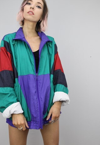 VINTAGE 80S 90S OVERSIZED SHELL SUIT FESTIVAL JACKET