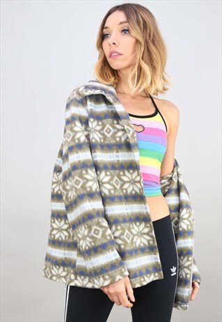 VINTAGE OVERSIZED PATTERNED FLEECE