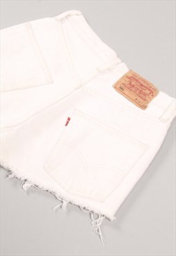 Vintage Levi's Denim Shorts in Cream Jean Cut Offs W26