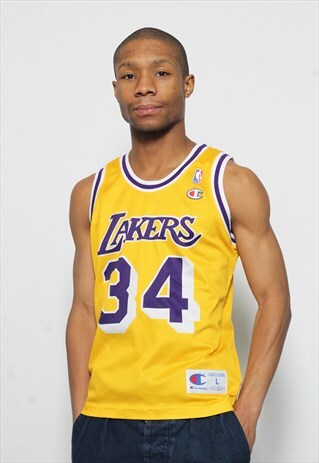 VINTAGE CHAMPION LA LAKERS NBA BASKETBALL LOGO JERSEY