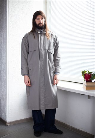 VINTAGE 80'S GREY WARM TRENCH COAT
