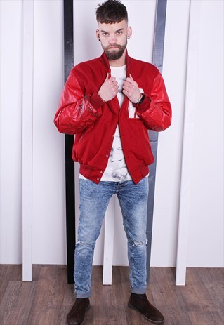 VINTAGE 90S VARSITY BOMBER JACKET AMERICAN/USA JACKET UNISEX
