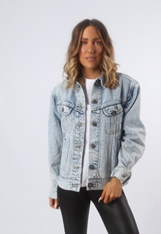 LEE DENIM JACKET OVERSIZED FITTED ACID WASH UK 14 (BF4P)