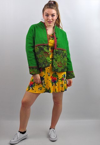 VINTAGE GREEN CHINESE CROPPED JACKET
