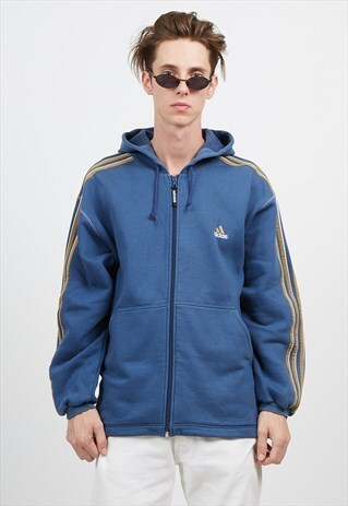 VINTAGE BLUE ADIDAS ZIP TRACK HOODIE JACKET