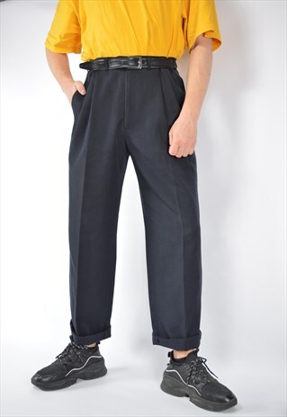 Vintage black classic 80's straight suit trousers 