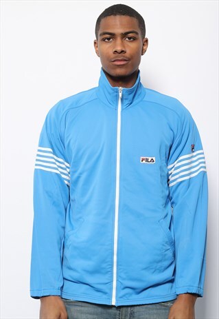 VINTAGE FILA LOGO TRACK JACKET BLUE