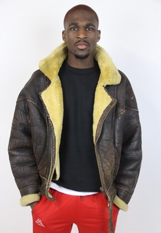 VINTAGE 90S LEATHER SHEEPSKIN-LINED JACKET