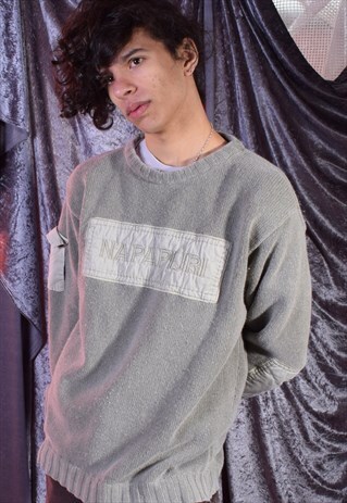 VINTAGE NAPAPIJRI DUSTY GREEN KNITTED JUMPER