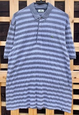 Lacoste grey striped polo shirt large short sleeve 