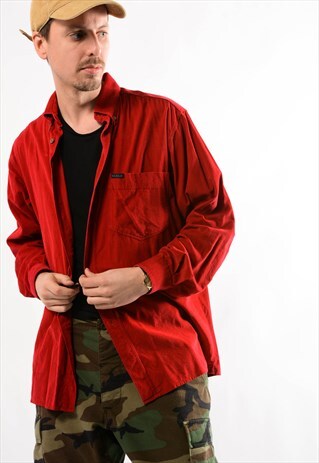 RED CORDUROY SHIRT.