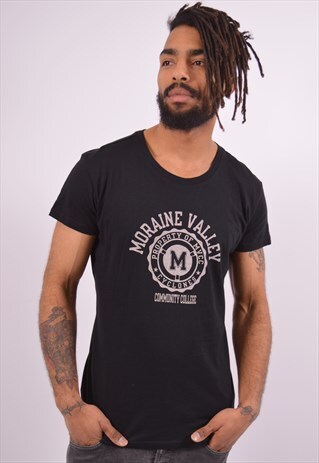 VINTAGE RUSSELL ATHLETIC MORAINE VALLEY T-SHIRT TOP BLACK