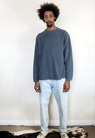 90S MINIMALIST CLASSIC LUXURY GREY KNIT SWEATER TEE LARGE