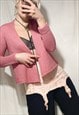 VINTAGE KNIT CARDIGAN Y2K FAIRYCORE SWEATER IN PINK
