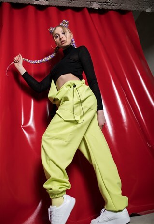 TROUSERS DUNGAREES IN LIME