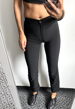90s Black Crop Ankle Stretchy Minimal Casual Pants XS