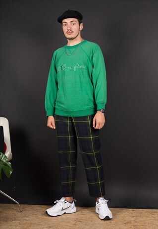 90'S GREEN SPELL OUT CHAMPION SWEATSHIRT