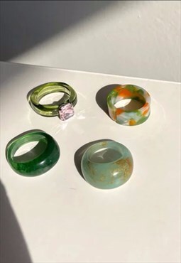 Festival acrylic fashion ring gem stacking set