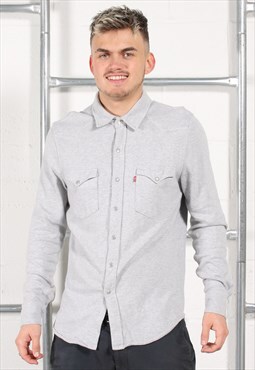 Vintage Levi's Shirt in Grey Long Sleeve Casual Top Medium