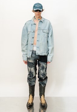 90's Vintage easy-breazy unisex jacket in light wash denim