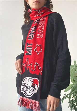 Vintage 00's Unisex Black & Red Football Knit Scarf