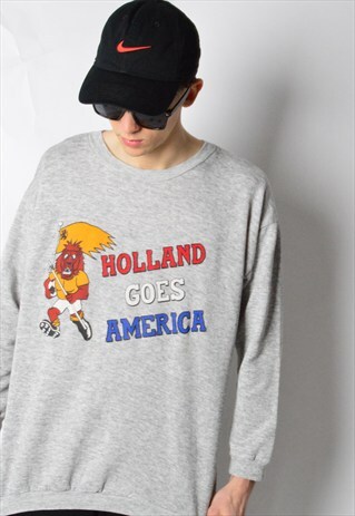 VINTAGE 90S GREY HOLLAND FOOTBALL SWEATSHIRT