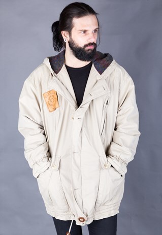 VINTAGE 90S LONGLINE COAT WITH HOOD