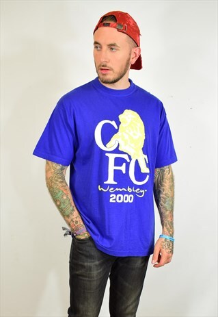 VINTAGE CHELSEA FOOTBALL BLUE PRINT T SHIRT