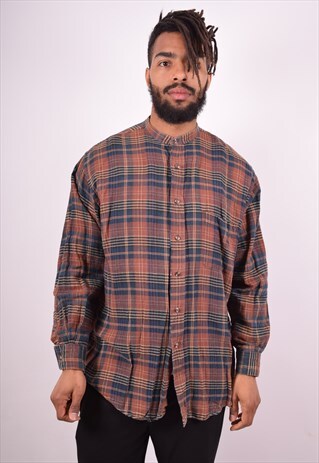 MENS VINTAGE FLANNEL SHIRT LARGE MULTI CHECK 90S