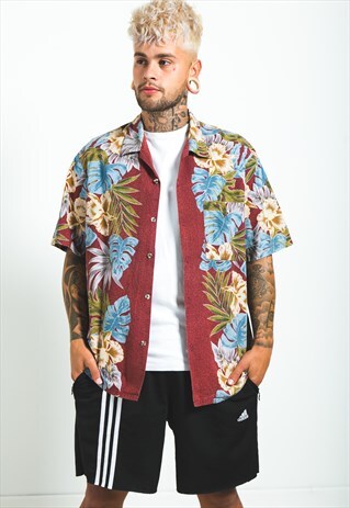 VINTAGE 80S HAWAIIAN SHORT SLEEVE SHIRT/ S5923