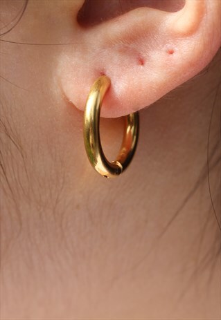 ROUND TUBE HOOPS EARRINGS GOLD PLATED