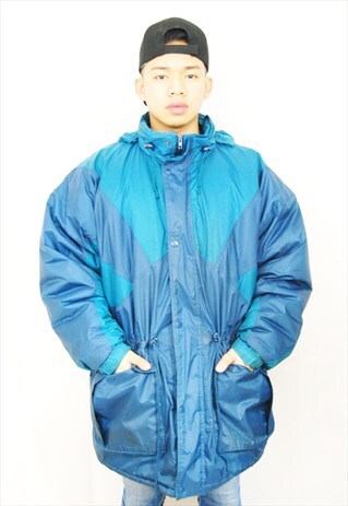 PADDED WINTER PUFFER JACKET/COAT (1990'S/BLUE/TURQUOISE)